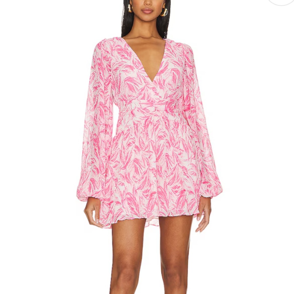 Tularosa Clara Mini Dress in Pink Pamila Palms print